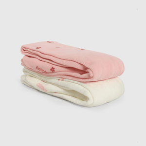 Pantys rosados y blancos para niñas, pack de 2