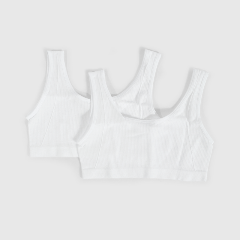 Petos Rib blanco para niños, pack de 2 cómodos