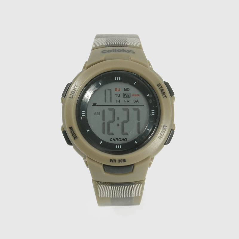 Reloj Digital con Cuadrillé Verde