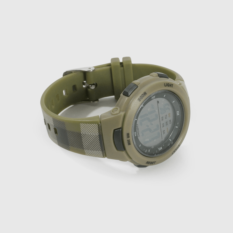 Reloj Digital con Cuadrillé Verde