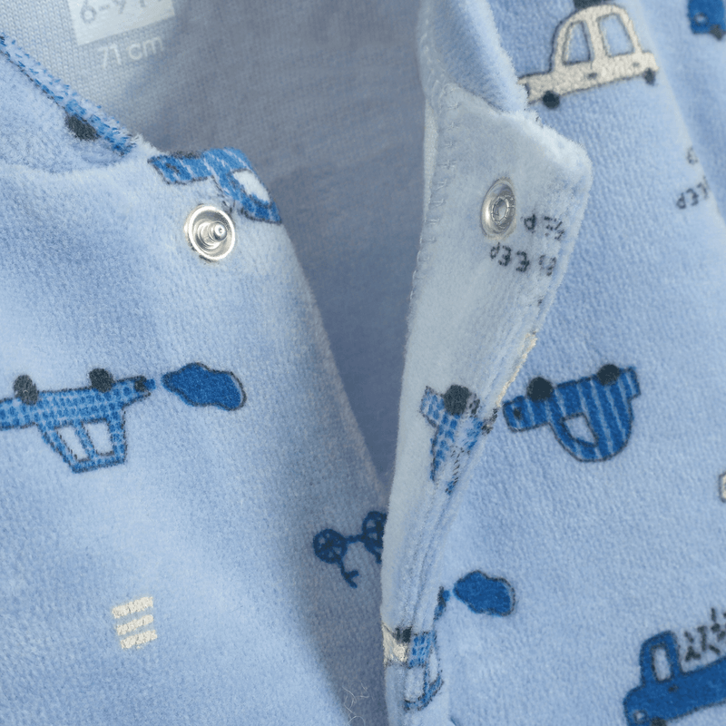 Overol azul con autos para guaguas, suave y cómodo