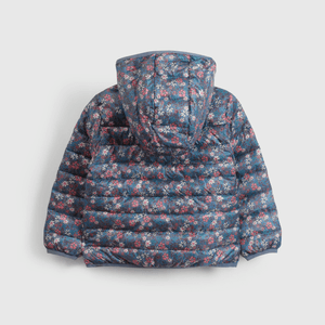 Abrigo azul con flores para niña, abrigo infantil