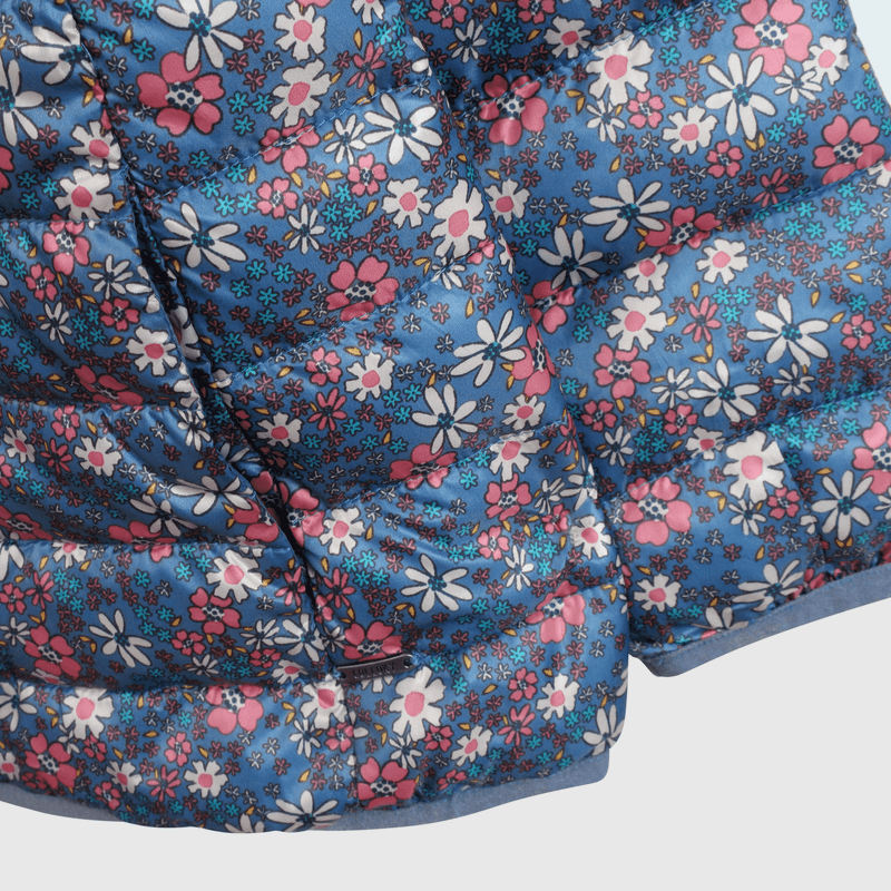 Abrigo azul con flores para niña, abrigo infantil