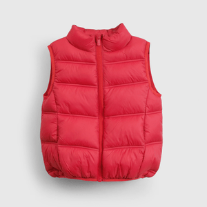 Chaleco rojo acolchado para niños, comodidad y estilo