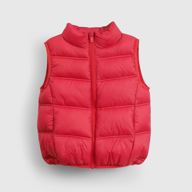 Chaleco rojo acolchado para niños, comodidad y estilo