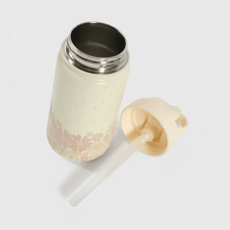 Botella térmica niña con flores rosadas para kids