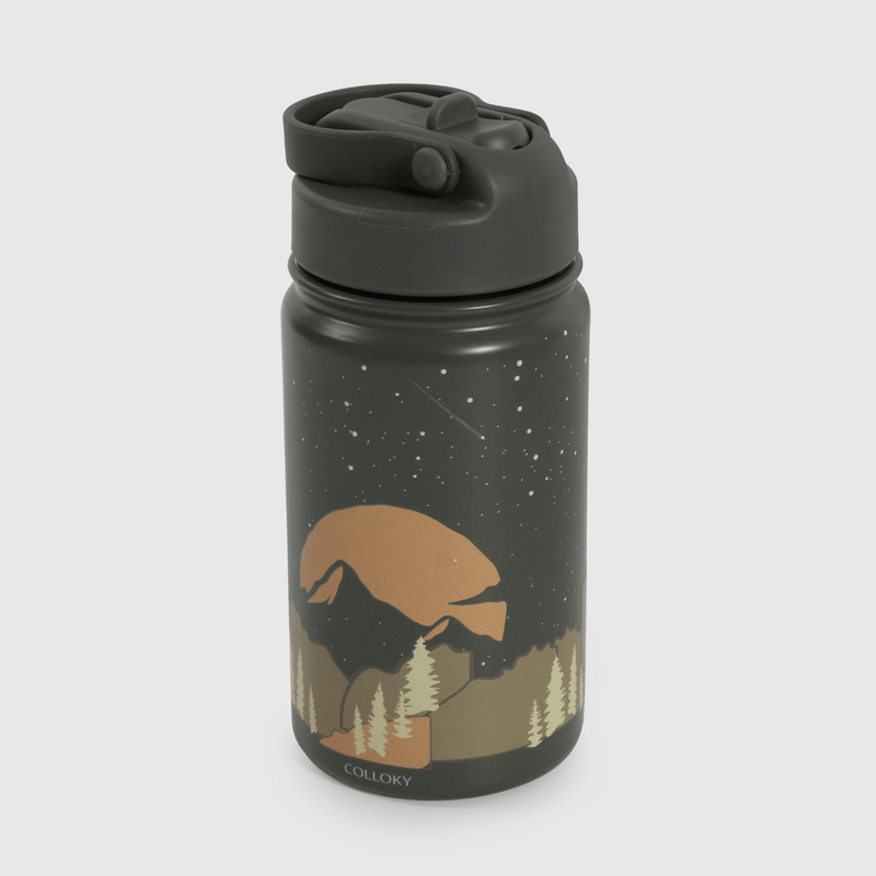 Botella térmica negra para niños con diseño atractivo