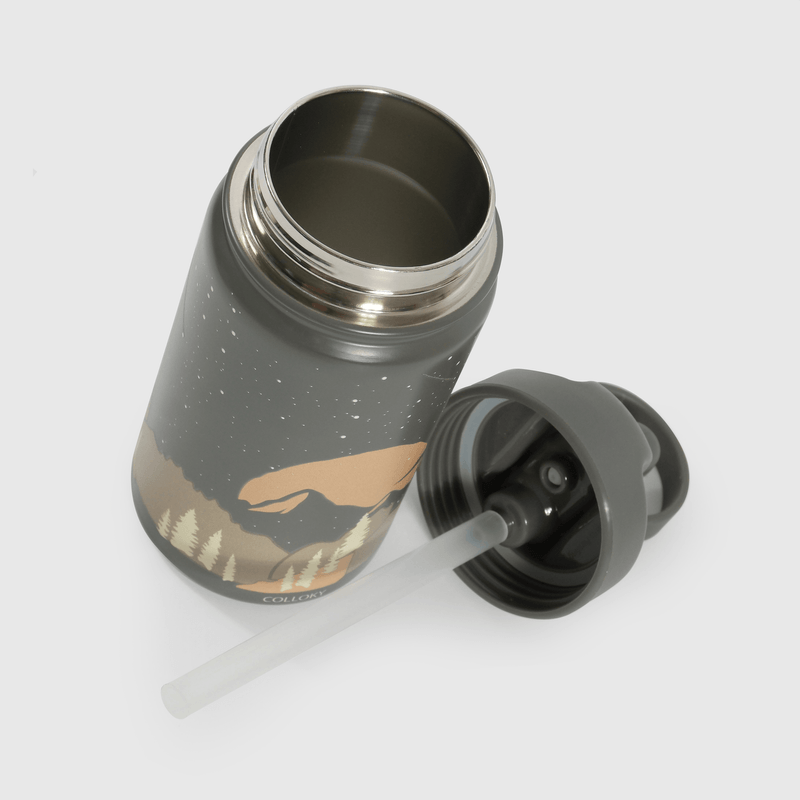 Botella térmica negra para niños con diseño atractivo