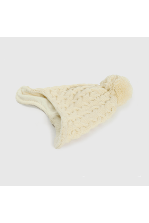 Gorro Tejido con Forro Beige