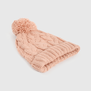 Gorro trenzado rosado para niñas, abrigo y estilo