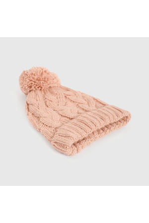 Gorro Trenzado con Forro Rosado