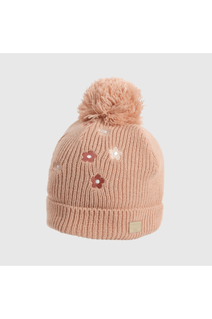 Gorro Tejido con Corazones Rosado