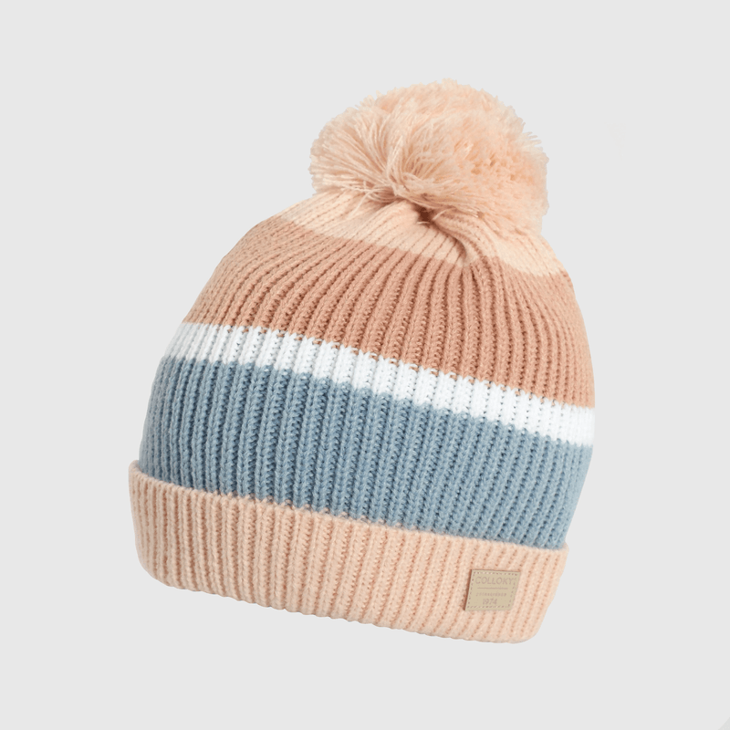 Gorro rosado con líneas para niños, estilo y calidez