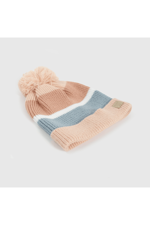 Gorro Tejido con Líneas Rosado