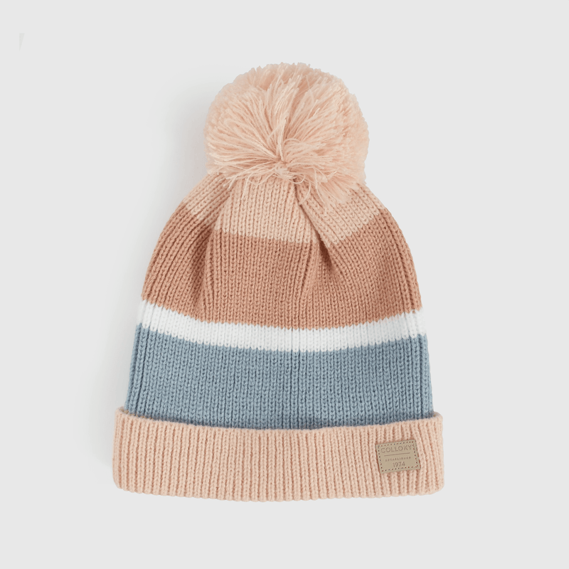 Gorro rosado con líneas para niños, estilo y calidez