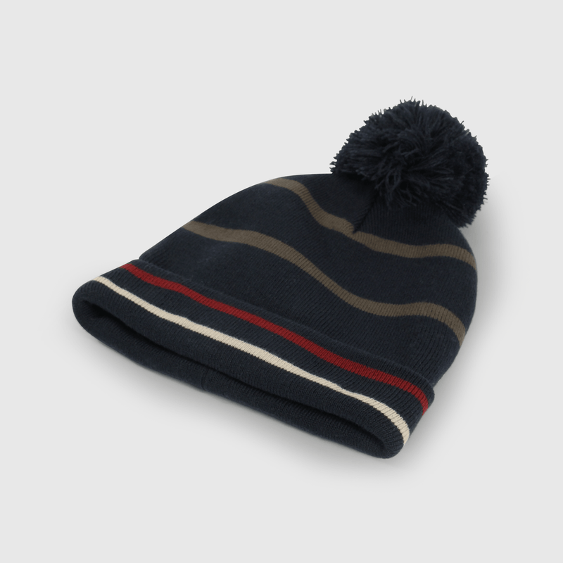 Gorro azul con líneas para niños, estilo y calidez