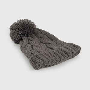 Gorro gris trenzado para niños, abrigo y estilo