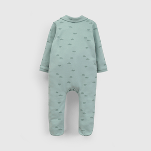 Pijama verde suave para guaguas con autos