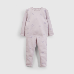 Pijama morado con flores para niñas, suave y cómodo