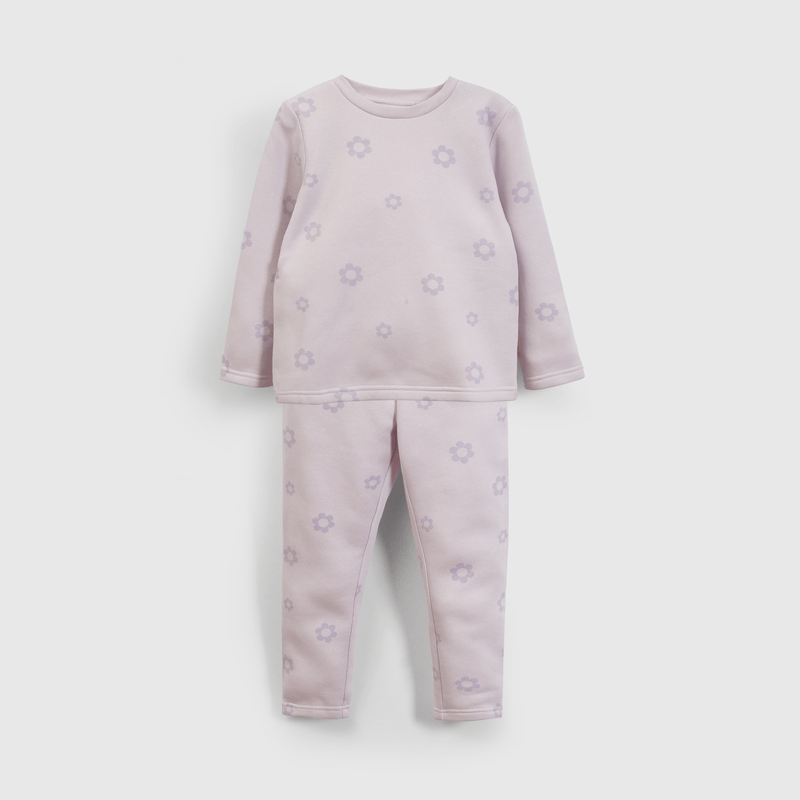Pijama morado con flores para niñas, suave y cómodo