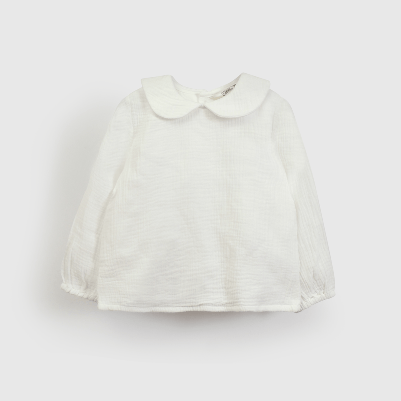 Blusa blanca para niña, suave y elegante