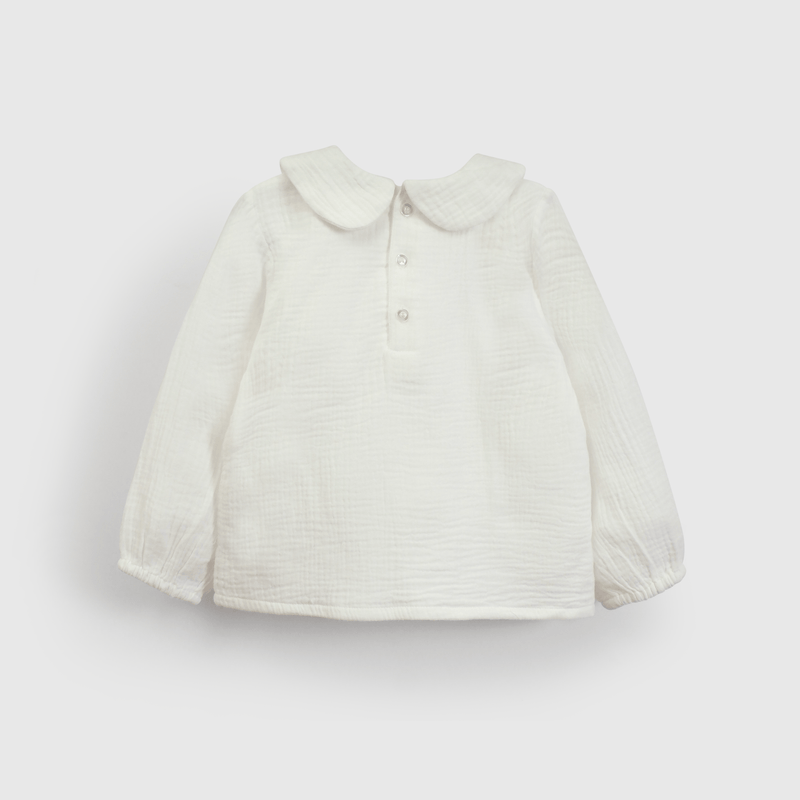Blusa Bambula Blanca con Cuello