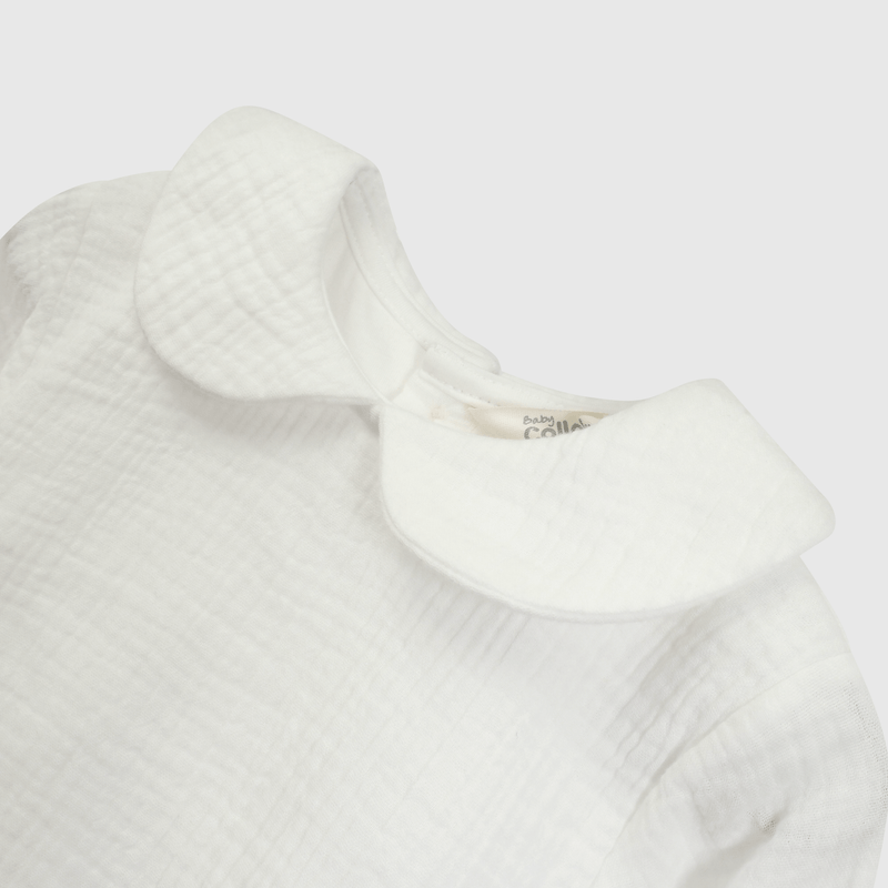 Blusa Bambula Blanca con Cuello