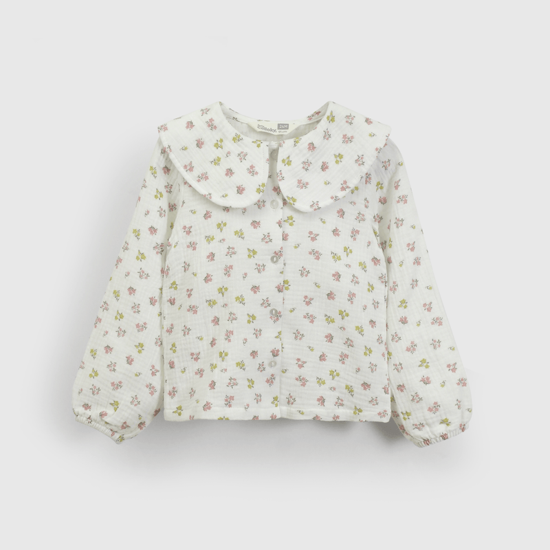 Blusa Bambula Blanca Flores
