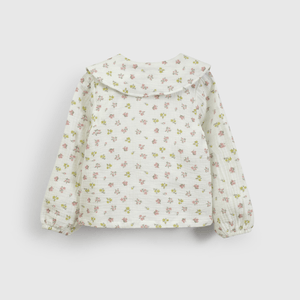 Blusa blanca con flores para niña, estilo encantador y cómodo