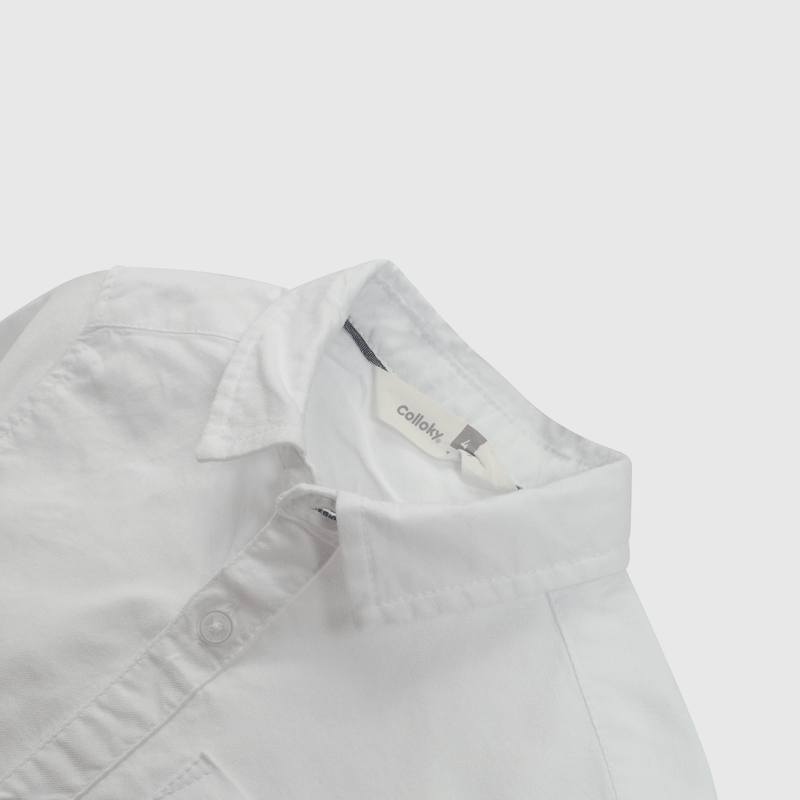 Camisa blanca para niños, estilo clásico y cómodo