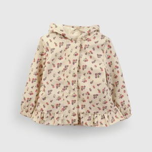 Chaqueta floral beige para niña, estilo encantador y cómodo