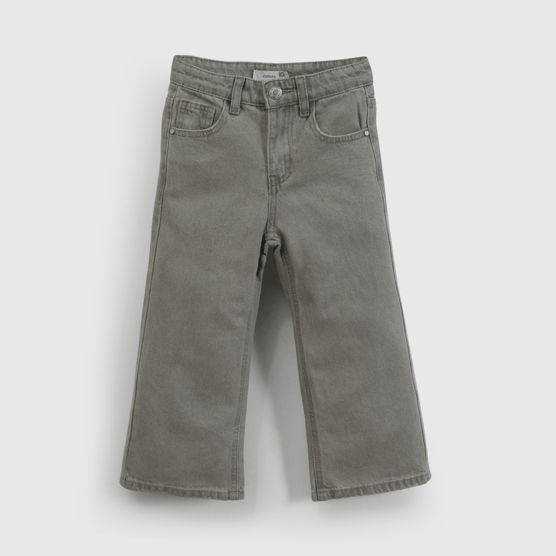 Jeans Culotte Con Efecto Brillos Plateados