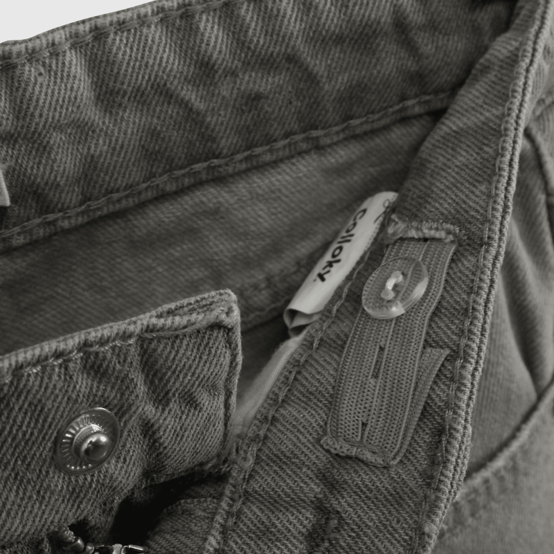 Jeans Culotte Con Efecto Brillos Plateados