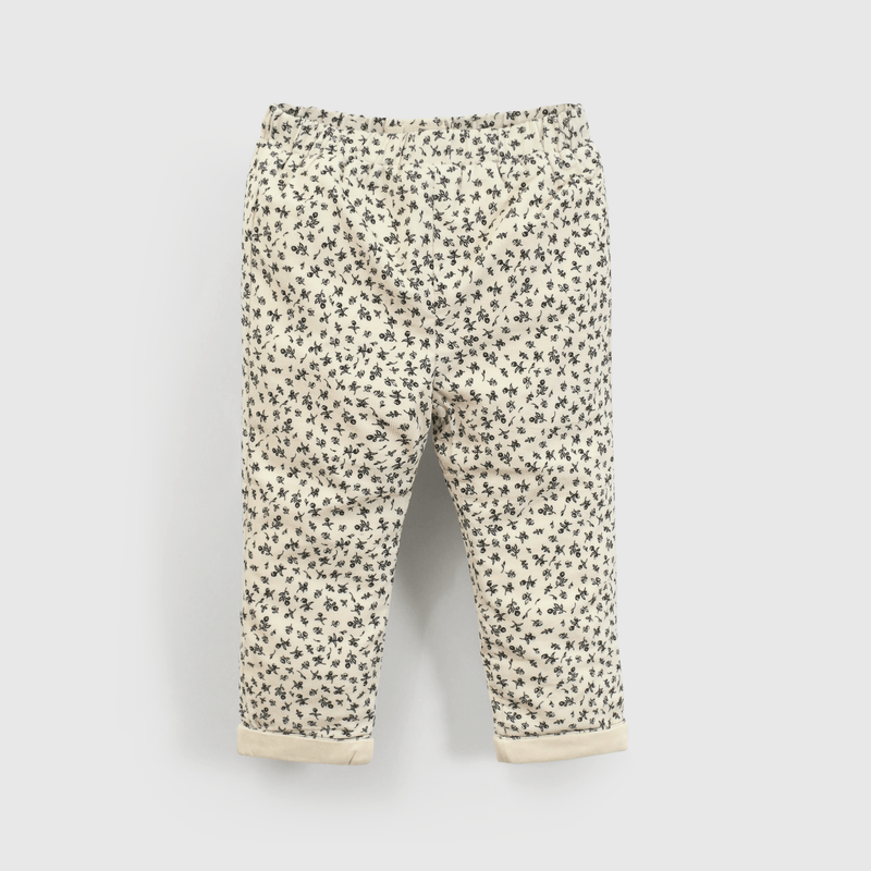Pantalón beige con flores para niña, estilo encantador y cómodo