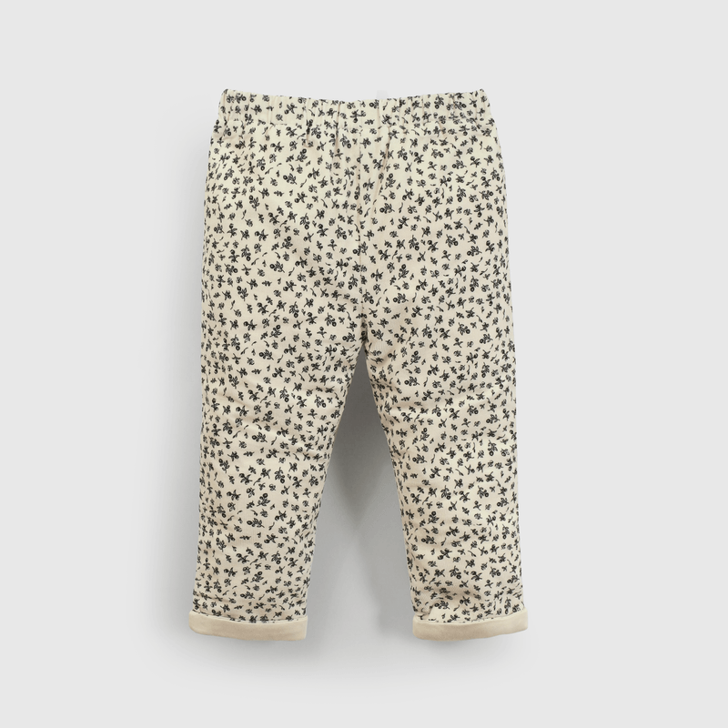 Pantalón beige con flores para niña, estilo encantador y cómodo
