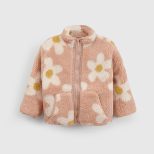 Abrigo rosado con flores para niñas, cálido y cómodo