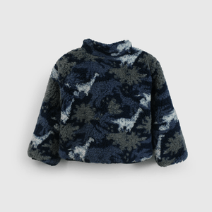 Abrigo azul estampado para niños, suave y acogedor