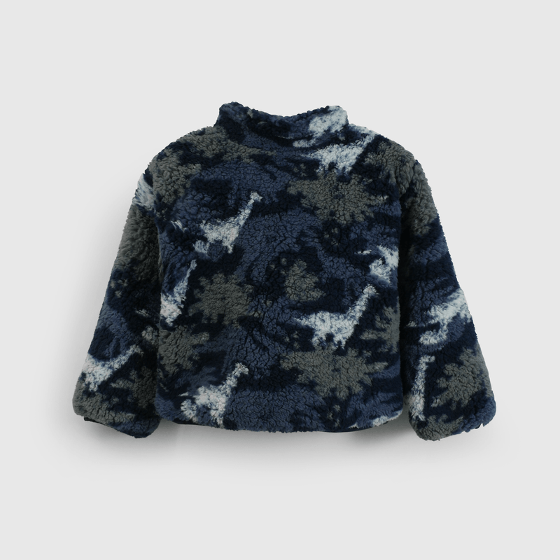 Abrigo azul estampado para niños, suave y acogedor