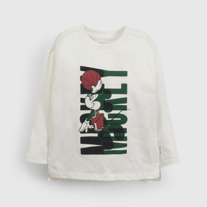 Polera blanca Mickey para niños, comodidad y estilo