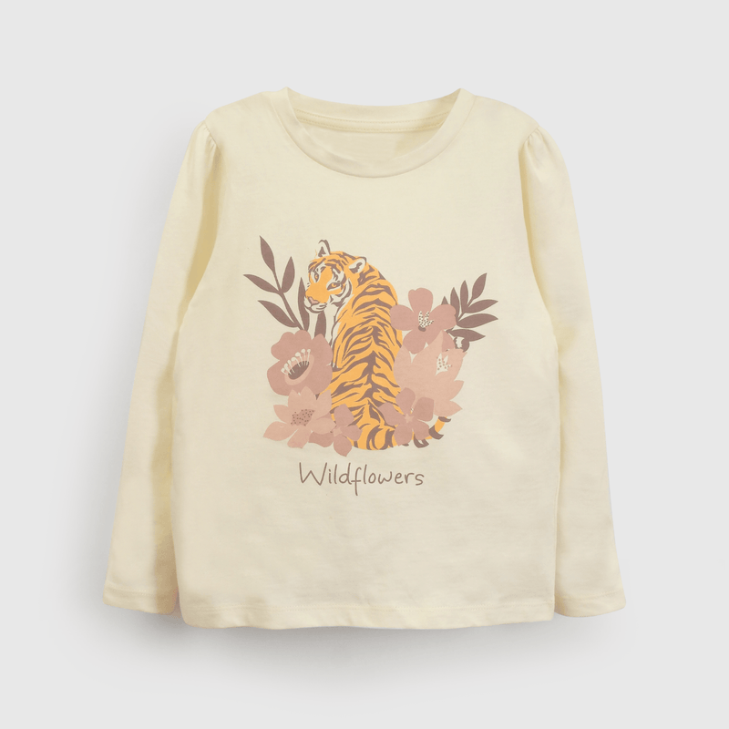 Polera amarilla con tigre, ideal para niños
