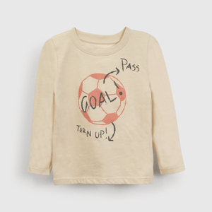 Polera de fútbol beige para niños, cómoda y estilosa