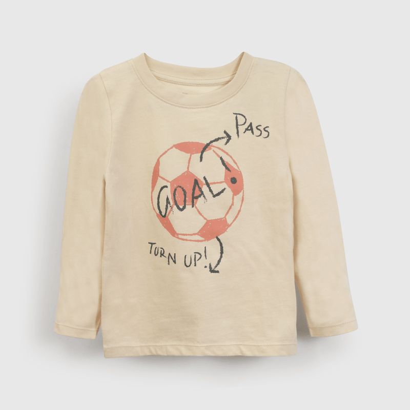 Polera de fútbol beige para niños, cómoda y estilosa