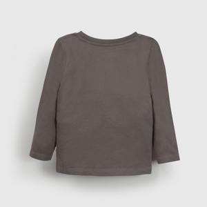 Polera gris con león para niños, cómoda y divertida
