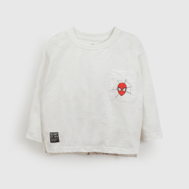 Polera blanca Spiderman para niños llenos de energía