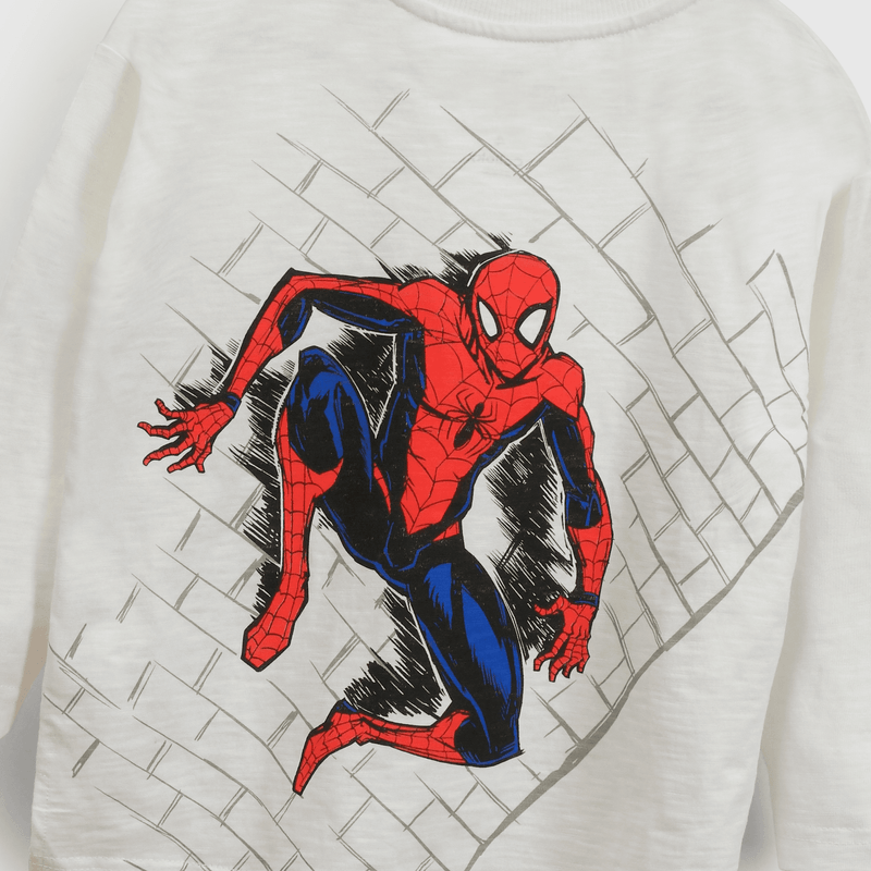 Polera blanca Spiderman para niños llenos de energía