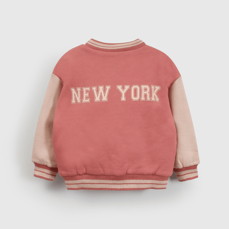 Polerón bomber rosado para niña, estilo y comodidad