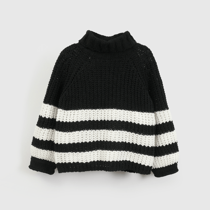 Sweater rayado negro para niños, estilo y comodidad