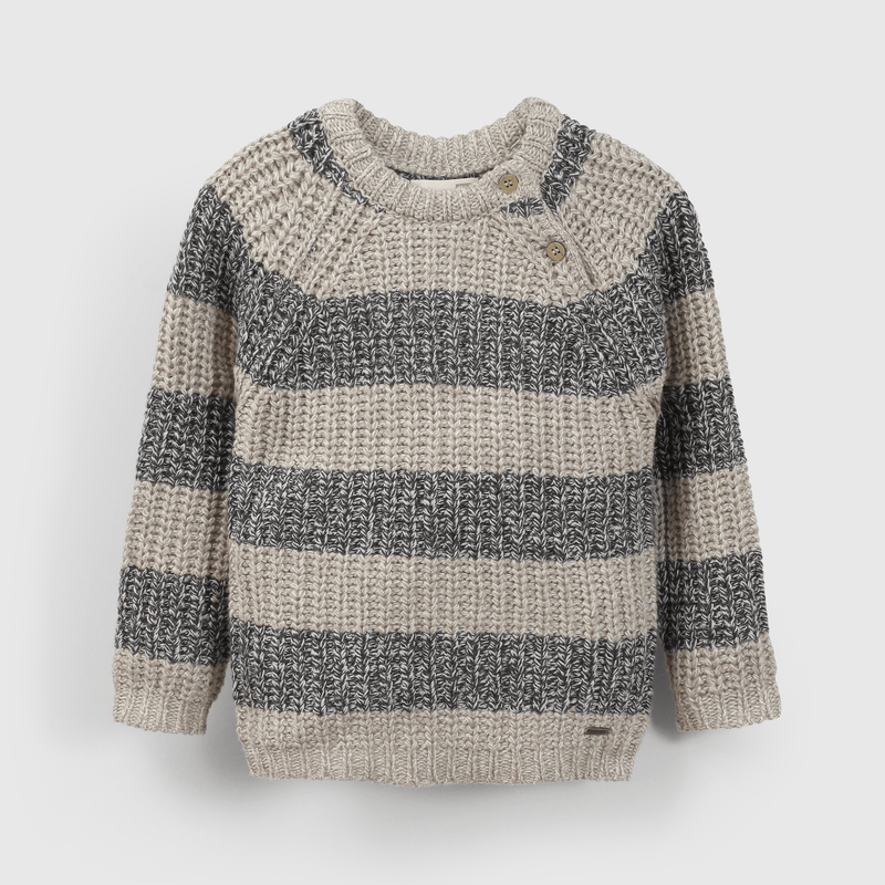 Sweater de rayas gris y beige para niños