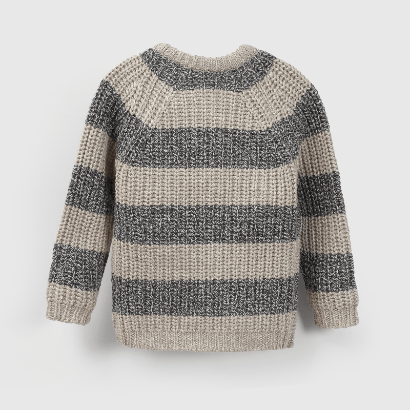 Sweater de rayas gris y beige para niños