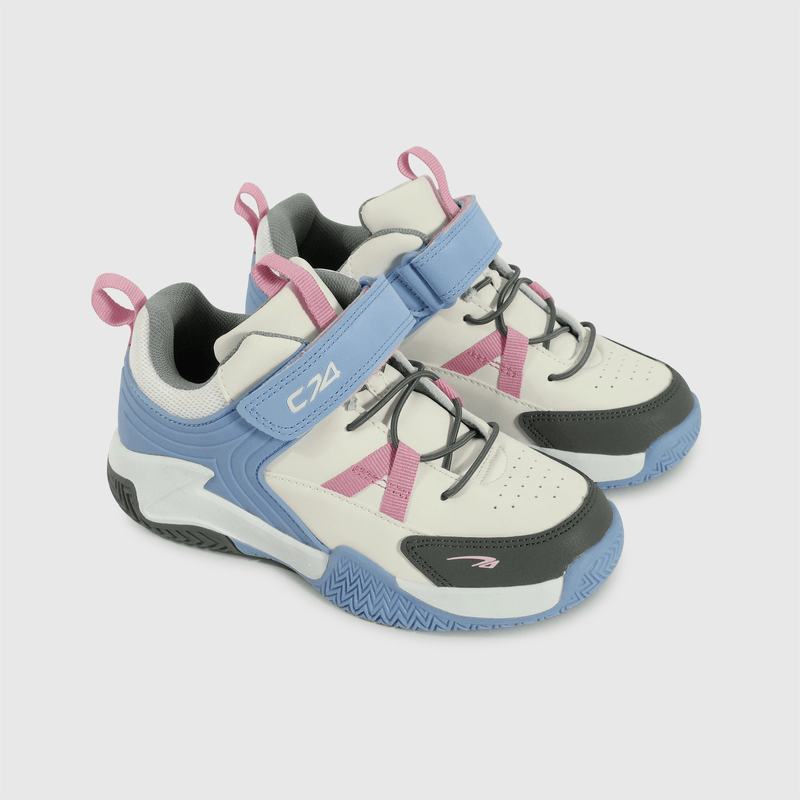 Zapatilla blanca y azul para niños, comodidad y estilo